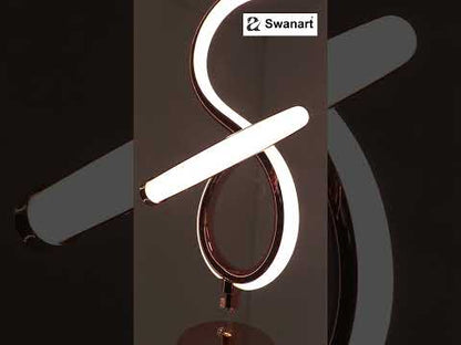 Swanart Modern Rose Gold Spiral Pendant Light - Elegant LED Hanging Lamp with Crystal Accent and Adjustable Height, Perfect for Dining Rooms, Living Rooms, and Bedrooms