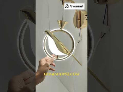 Swanart Modern Bird-Shaped LED Wall Light, Gold and White Sconce with Artistic Design, Energy-Efficient Decorative Lighting for Bedrooms, Living Rooms, and Hallways Stylish Accent Light Fixture