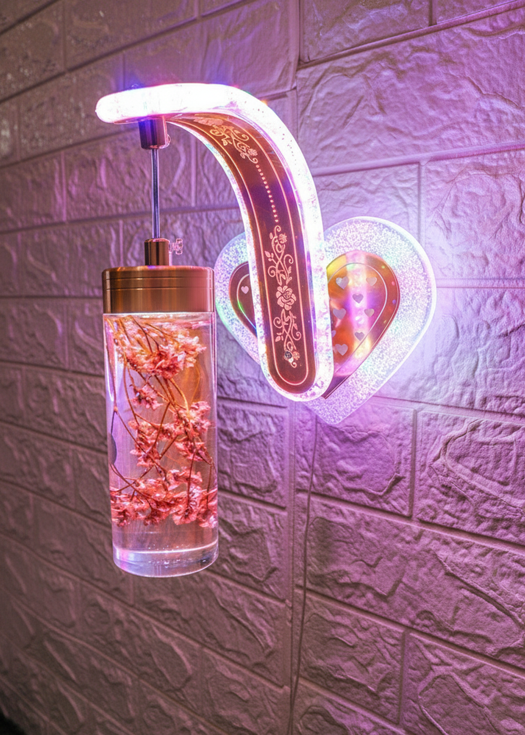 Swanart glowing blossom wall lamp with multi-colour flower pattern, ideal for hallways and dining spaces, showcasing vibrant floral design.