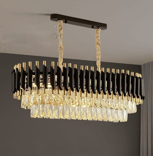 Swanart Refined Elegance: Rectangle Black Mamba Crystal Chandelier - Swanart