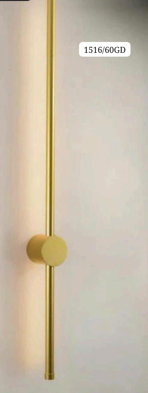 Glossy French Gold Long Sleek Tube Wall Light - Swanart